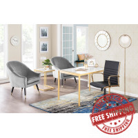 Lumisource OC-MSTR AU+BK Master Contemporary Adjustable Office Chair with Swivel in Gold with Black Faux Leather 